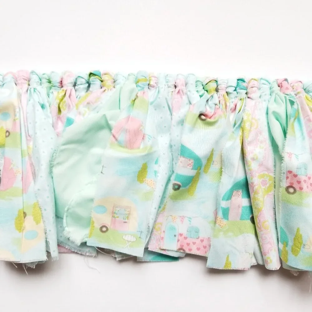 Fabric Banner Wall Hanging | Cubicle Decor, Fabric Garland | Pink Campers | 7’